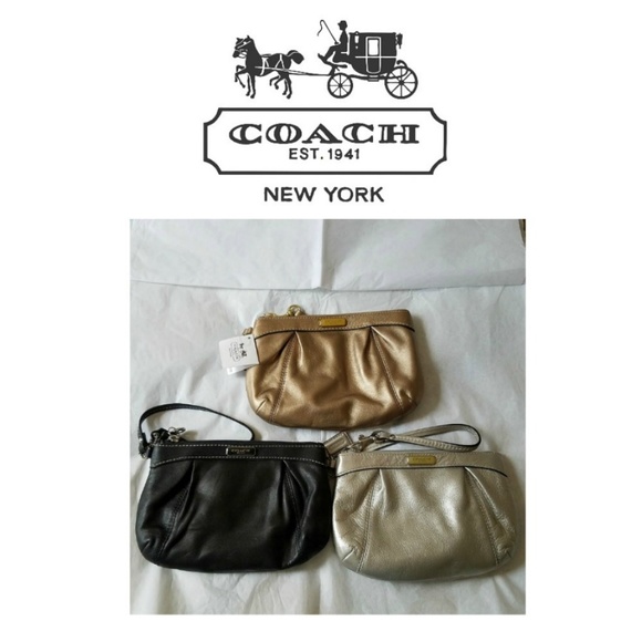 Coach 3 pack Leather Metallic Wristlet Bags NWT - Picture 1 of 5